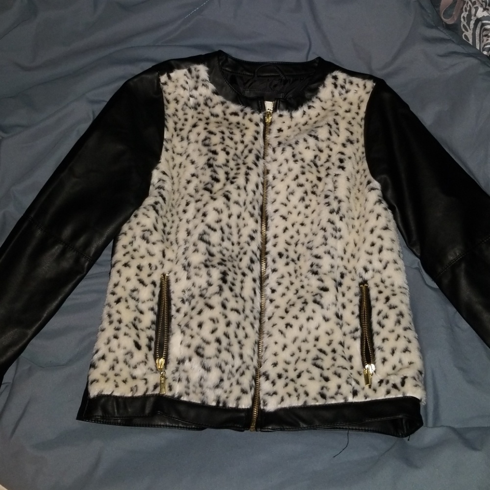 Girls Faux Leather Fur Jacket